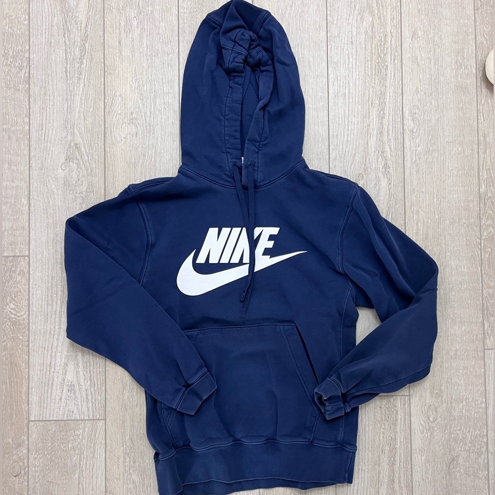 Nike Navy Blue Logo Hoodie Sweatshirt Size XS